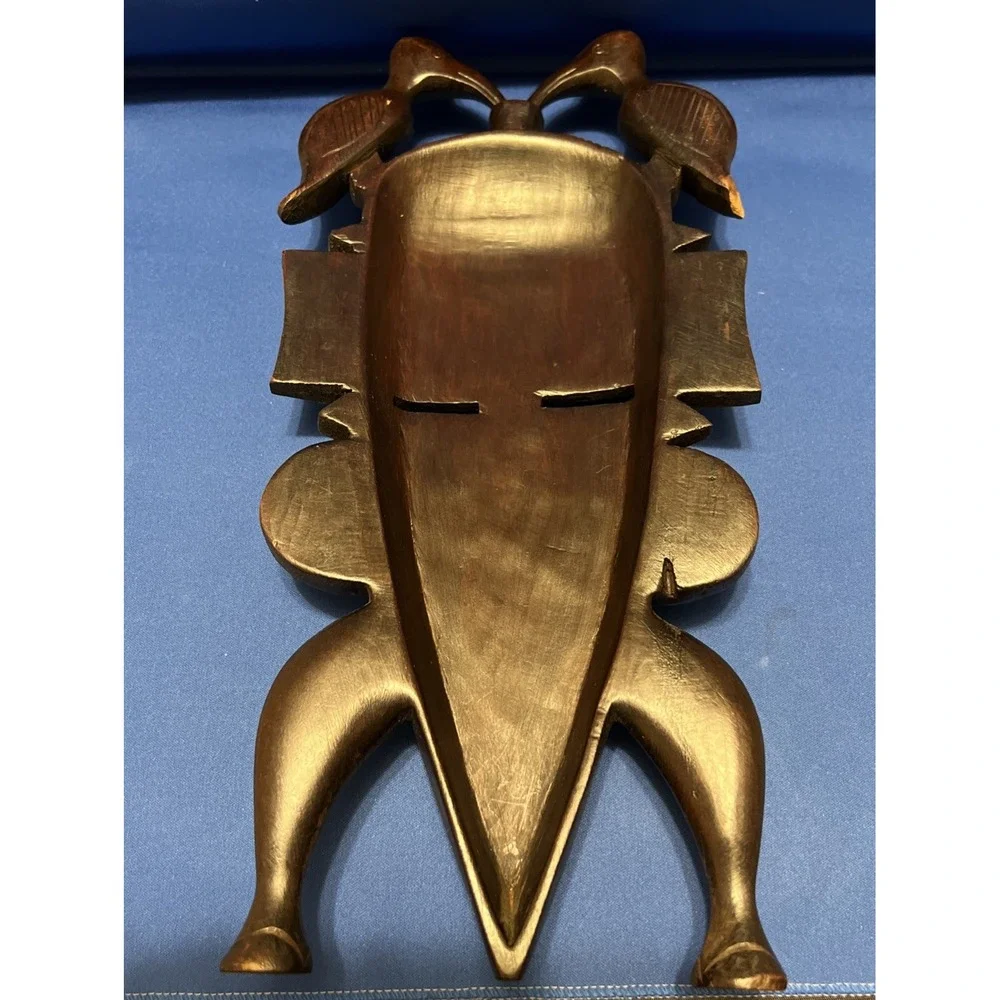 Vtg Hand Carved African Tribal Senufo Kpelie Mask Wood 16x7